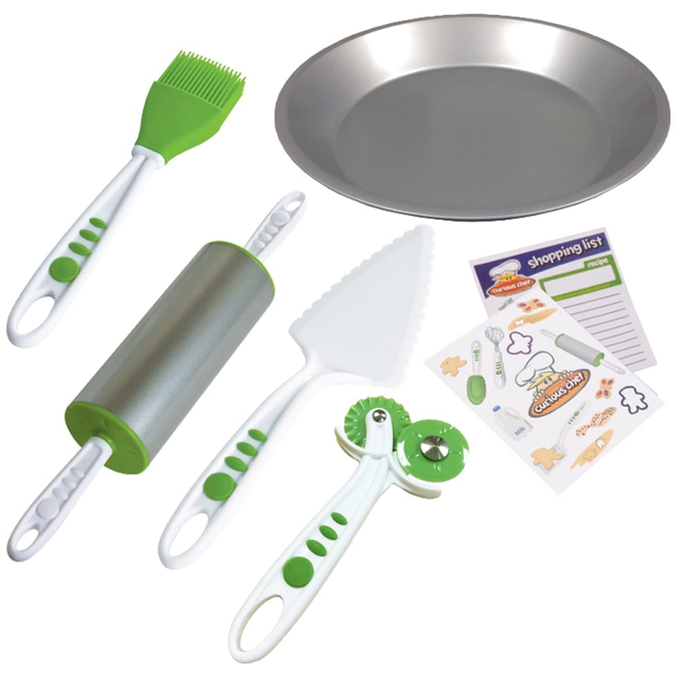 Curious Chef 11-Piece Blue and Green Chef's Kit for Kids, Includes Real  Cooking and Baking Tools, Dishwasher Safe and Made with BPA-Free Plastic